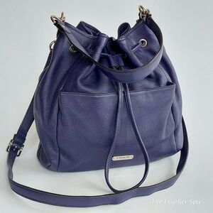 Coach Avery Purple Pebbled Leather Drawstring Bucket Bag